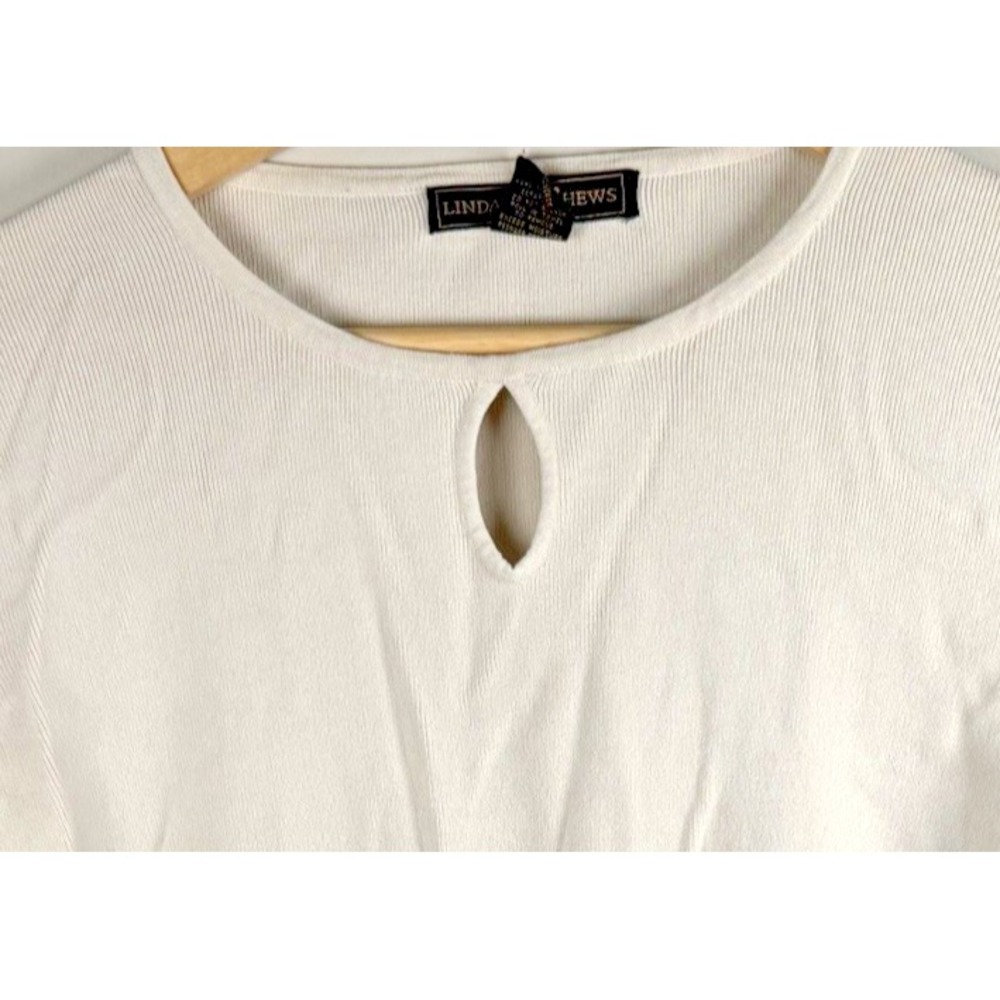 Linda Matthews‎ Ivory Knit Sweater Key Hole Normcore Lagen Academia Women's XL